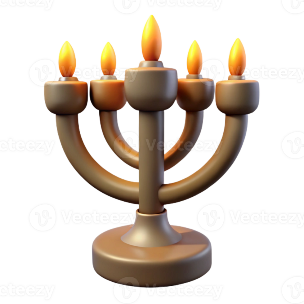 elegant minimalist Menorah with Lit Candles Transparent Background exclusive png