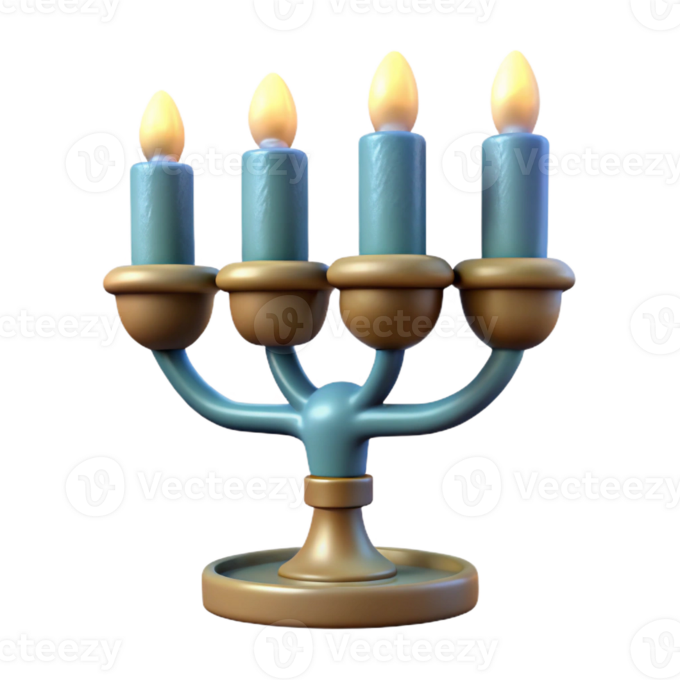 impressive vintage Menorah with Lit Candles Transparent Background high quality png