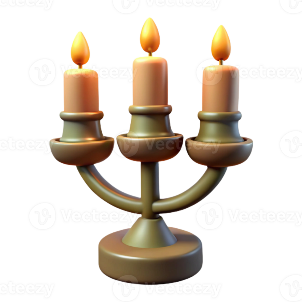 beautiful modern Menorah with Lit Candles Transparent Background high quality png