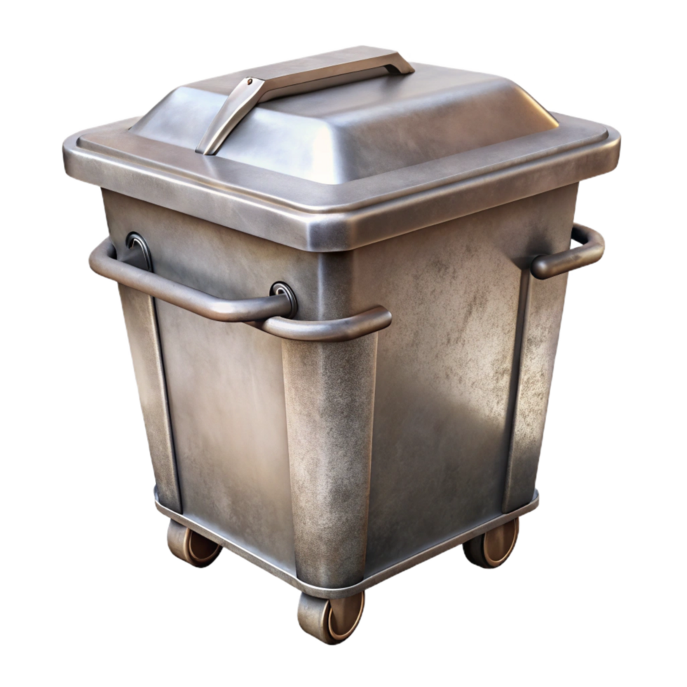 elegant contemporary Metal Compost Bin Side View Galvanized Steel Isolated Element premium png