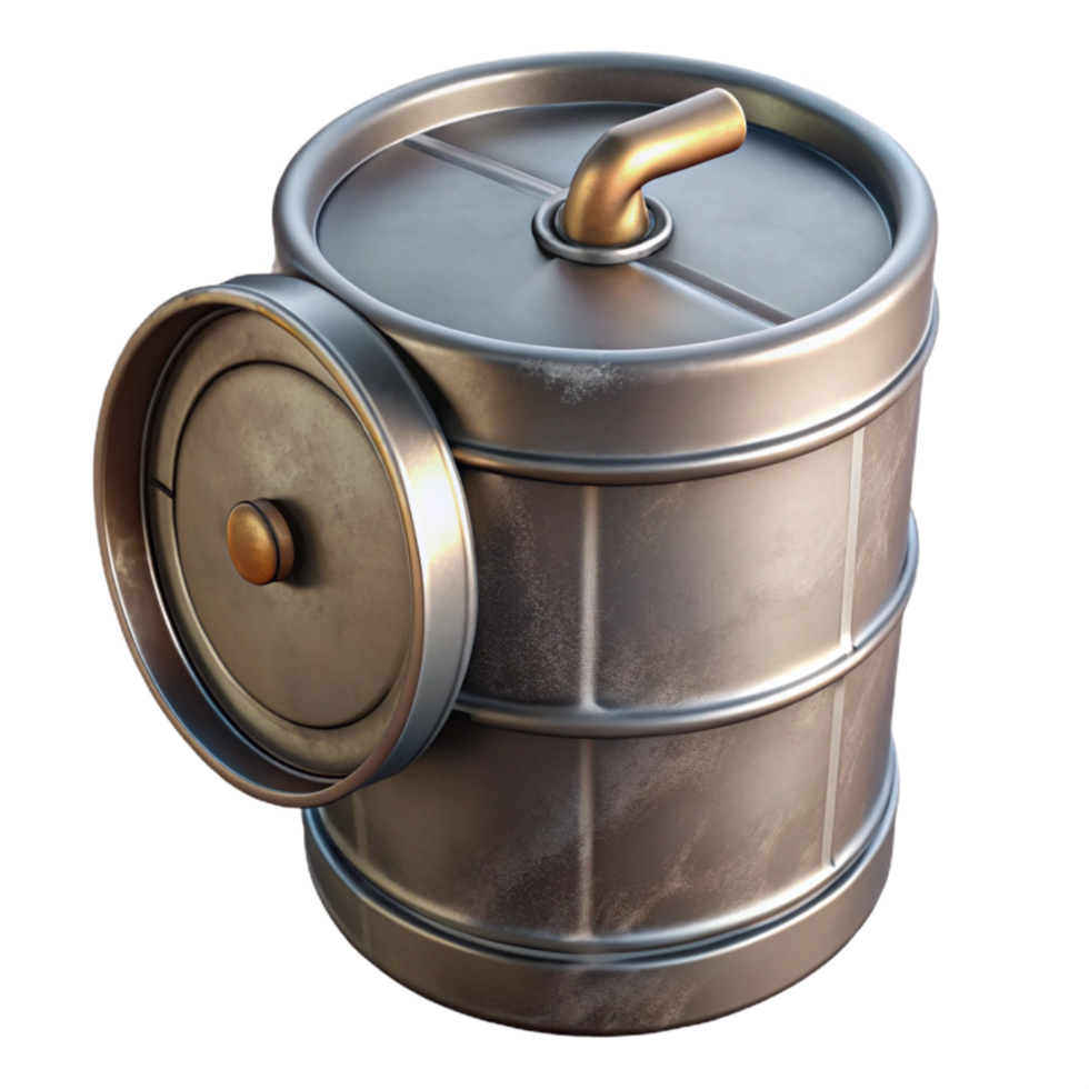 serene contemporary Metal Drum with Spout Transparent high quality png