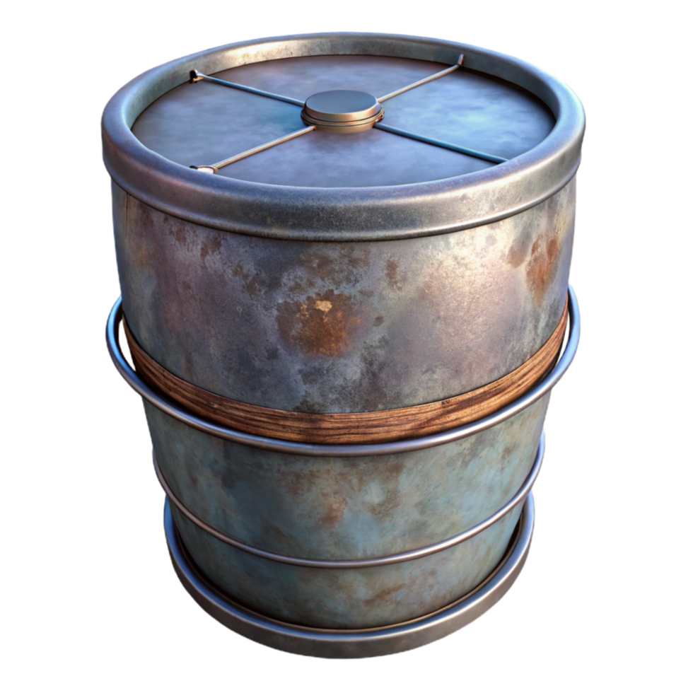 vibrant rustic Metal Drum with Spout Transparent high resolution png