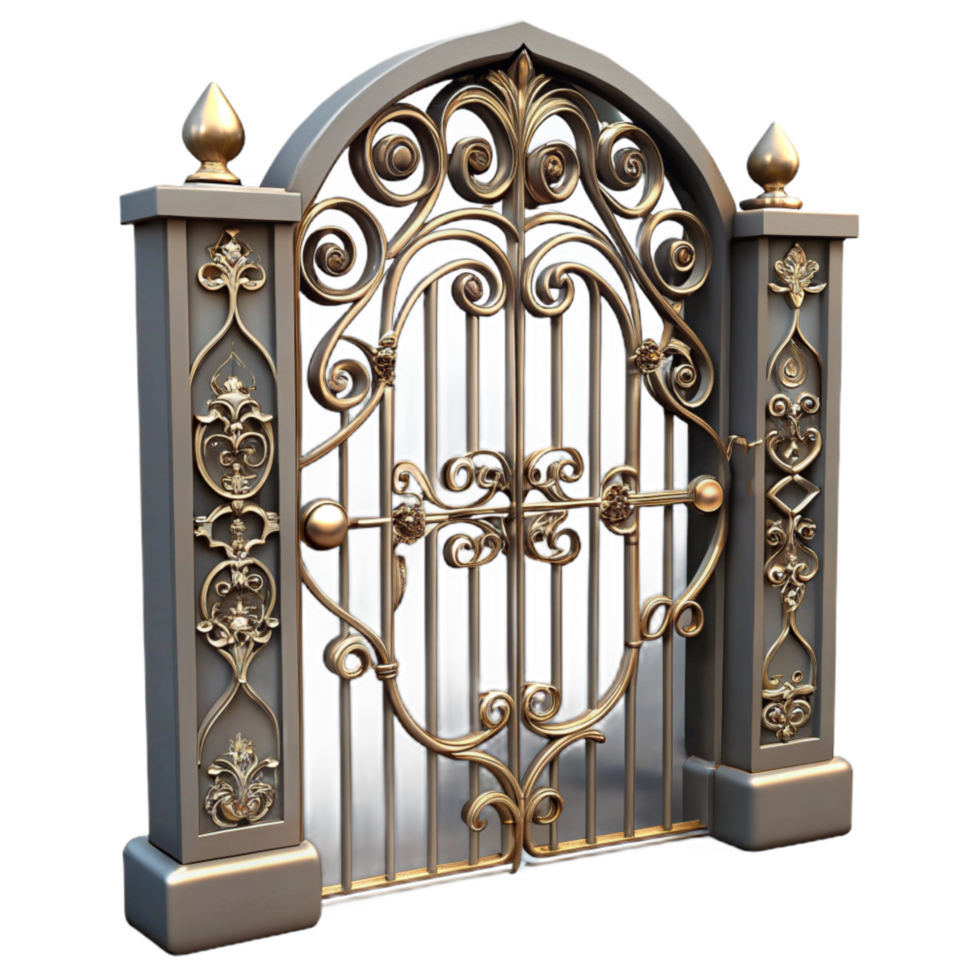 wonderful creative Metal Gate Ornate Design Detail Transparent Background high quality png