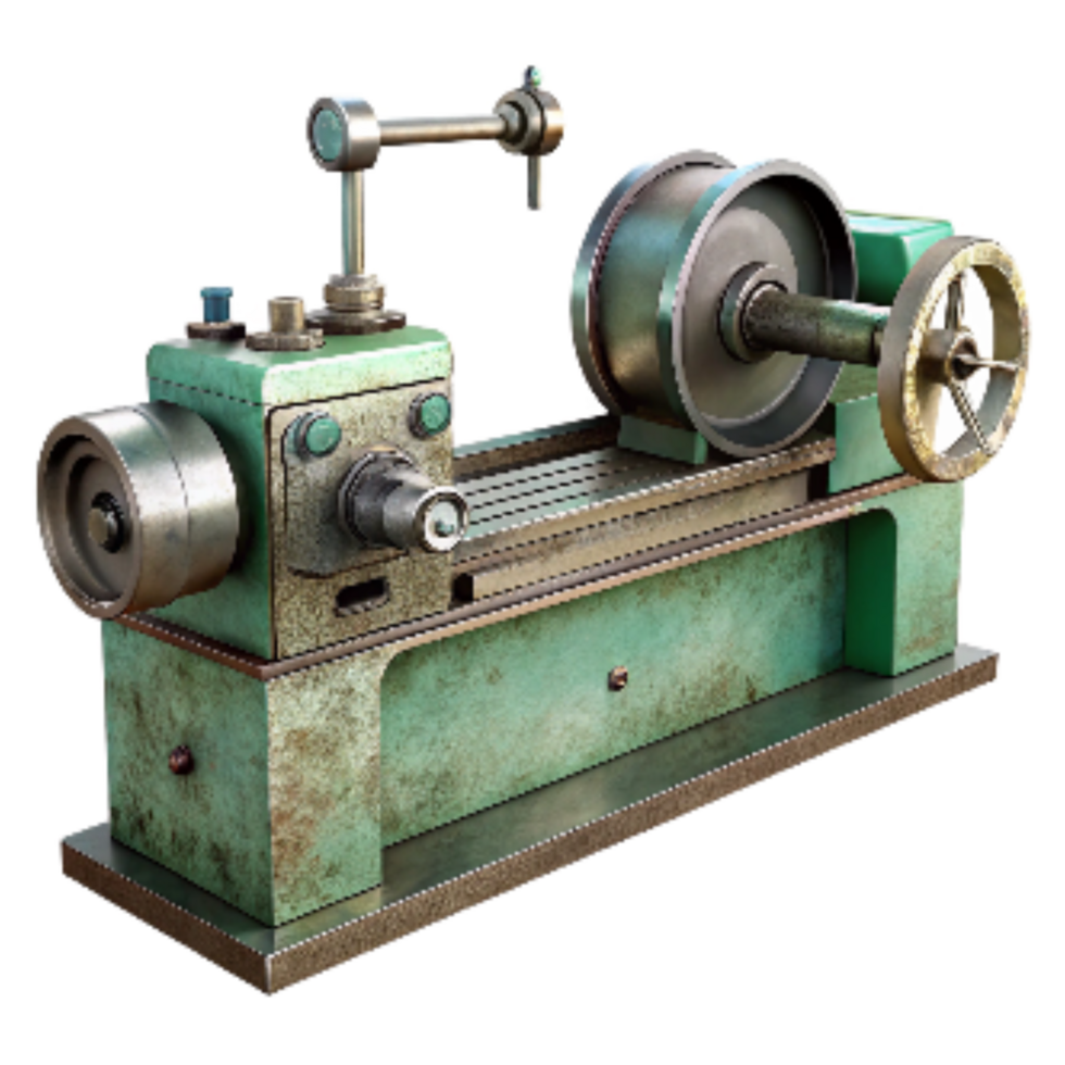 vibrant classic Metal Lathe Machine Side View Cutout Element premium png