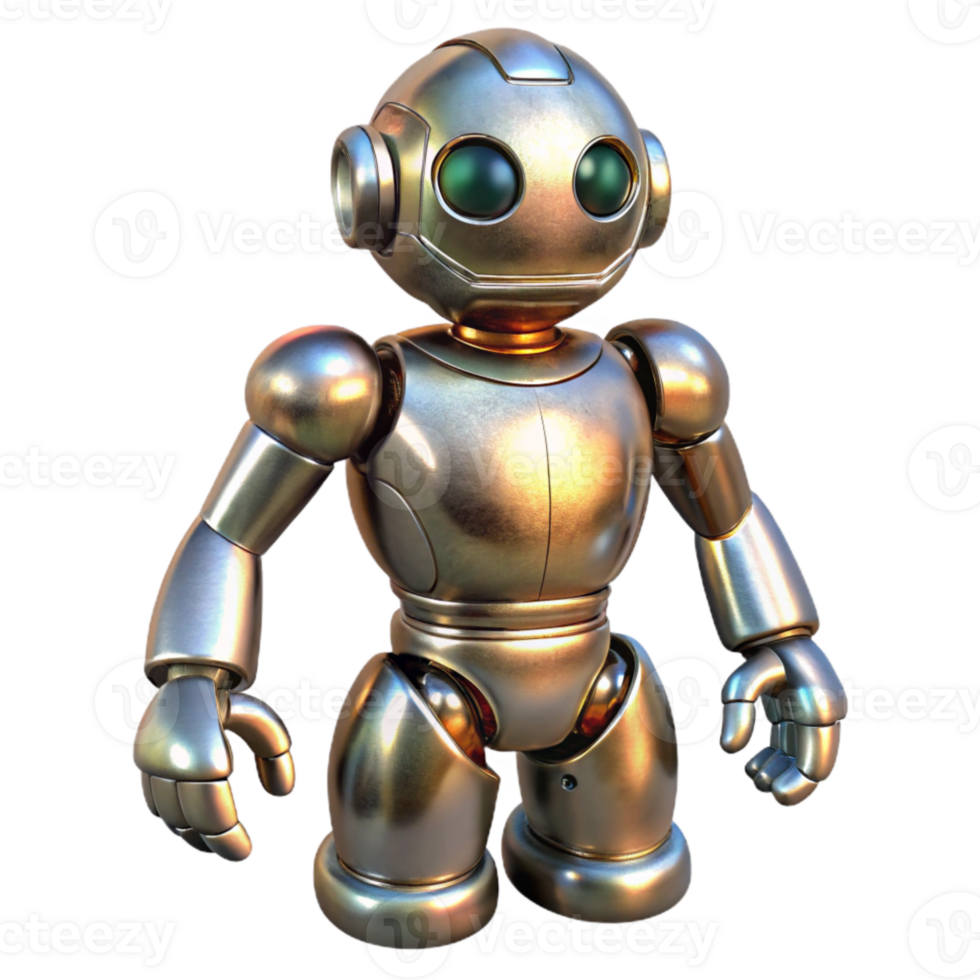 beautiful vintage Metallic Robot Body with Reflective Surface Isolated Element detailed png