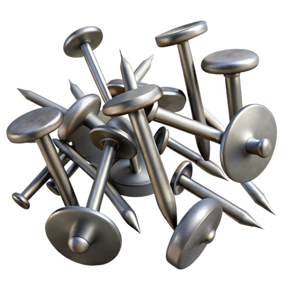 impressive contemporary Metal Nails Scattered Isolated Cutout authentic png