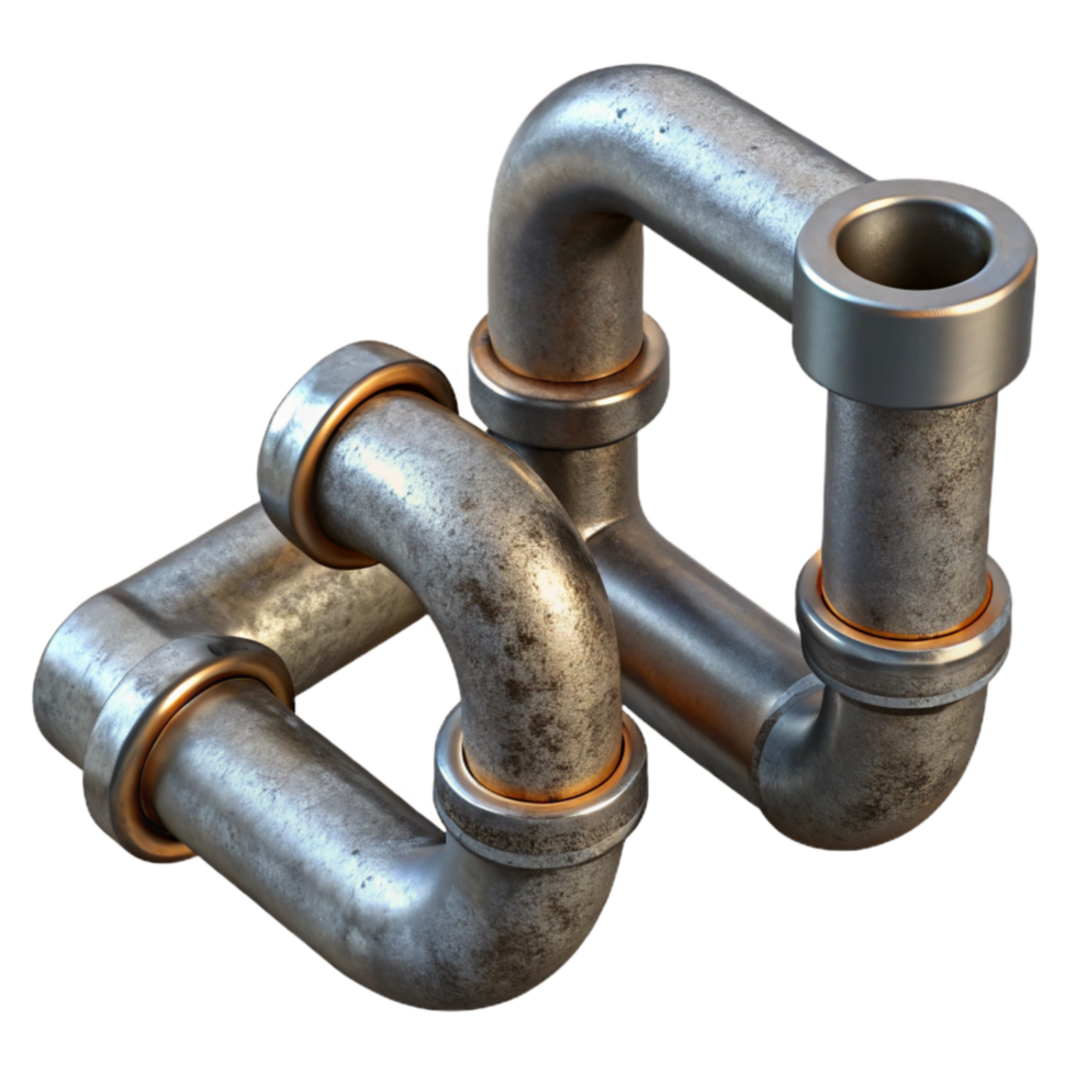 elegant creative Metal Pipes Connection Close Up Transparent Background exclusive png