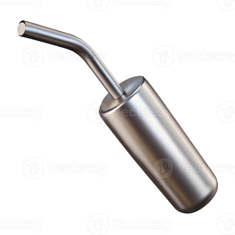impressive artistic Metal Straw Silver Angled View Isolated exclusive png