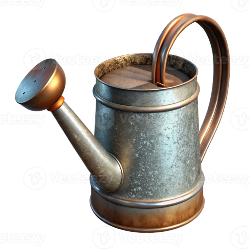 dramatic creative Metal Watering Can with Long Spout Transparent Background professional png