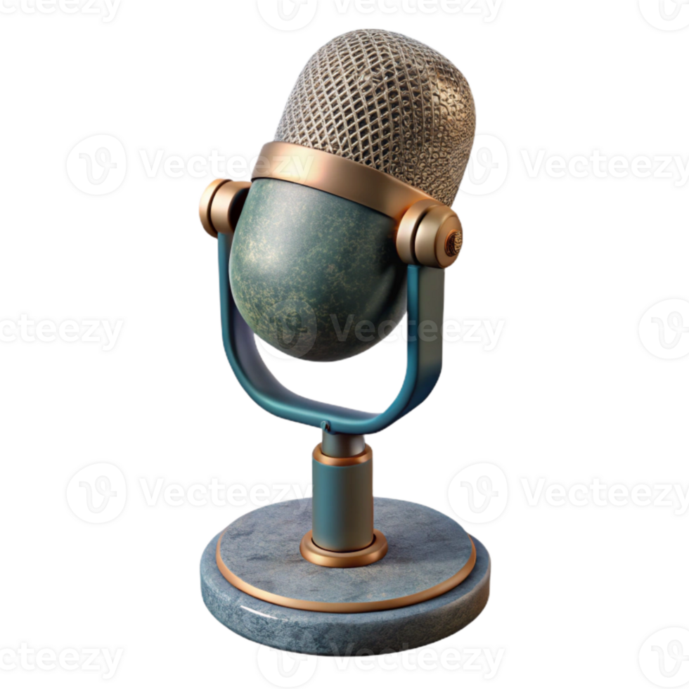 serene abstract Microphone with Stand Front View Cutout detailed png