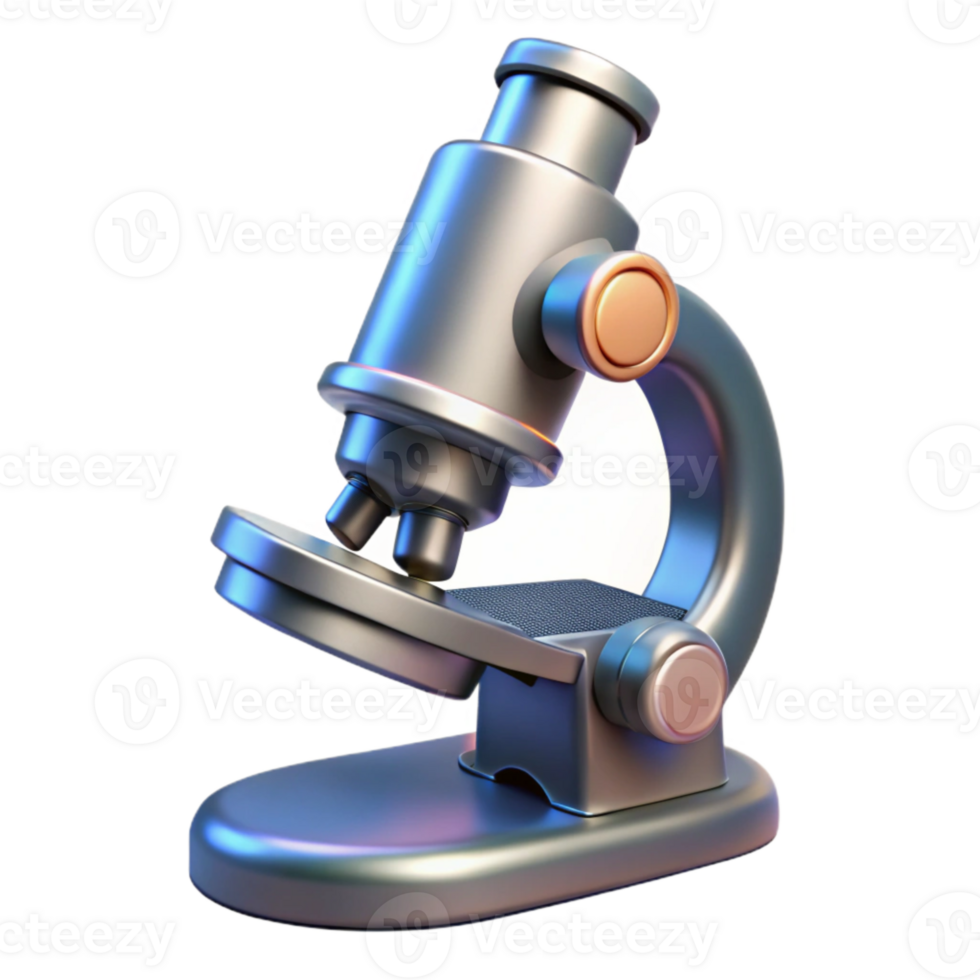elegant minimalist Microscope Scientific Instrument Chrome Finish Transparent Background high resolution png
