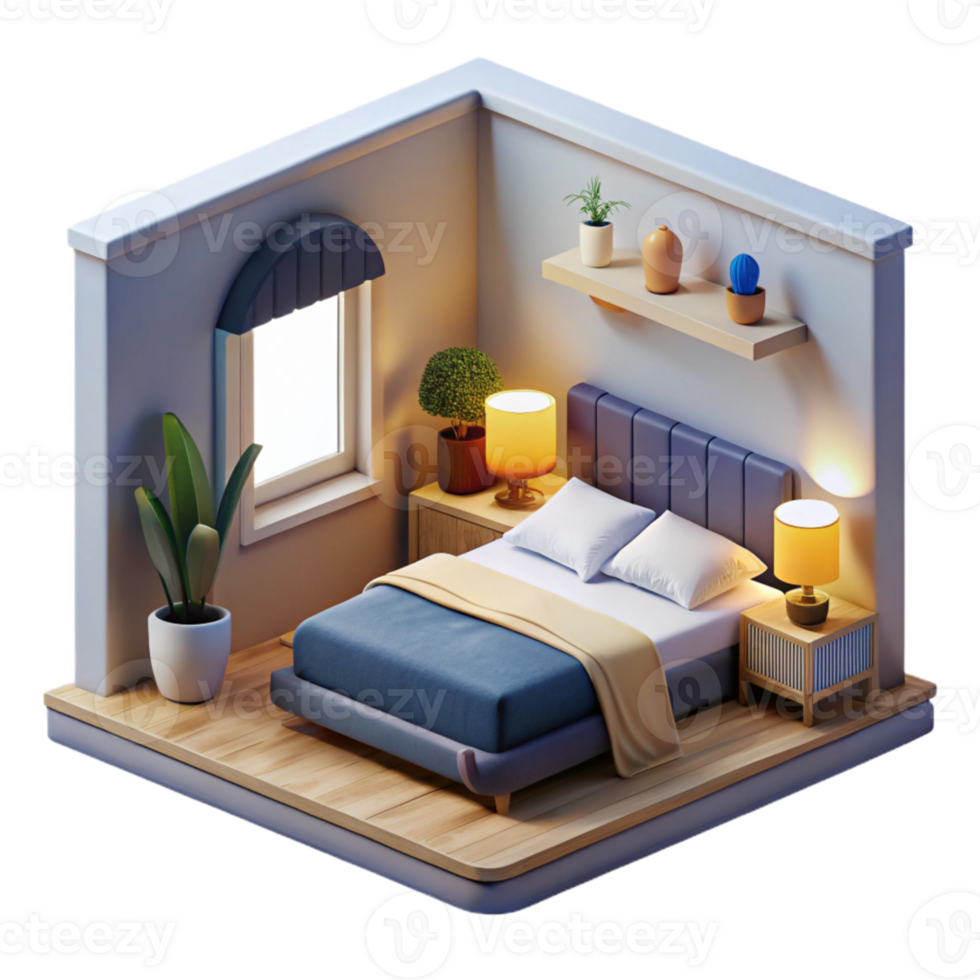 impressive classic Minimalist Bedroom Scene Side View Cutout genuine png