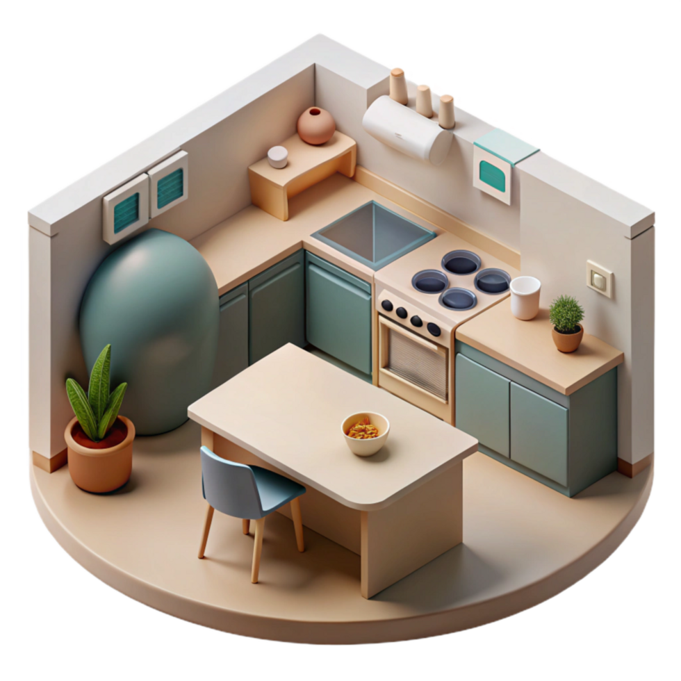 magnificent creative Minimalist Kitchen Scene Top View Cutout original png