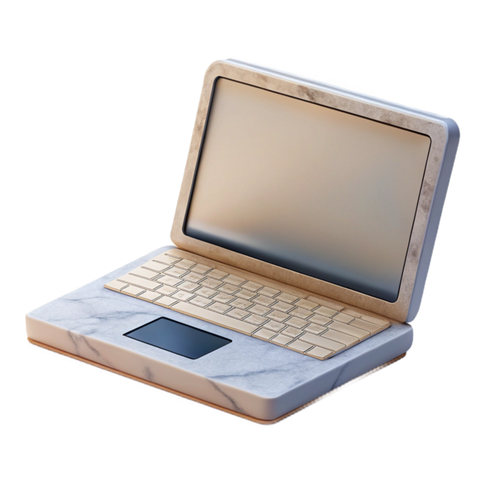 impressive vintage Minimalist Laptop with Blank Screen Cutout high resolution png