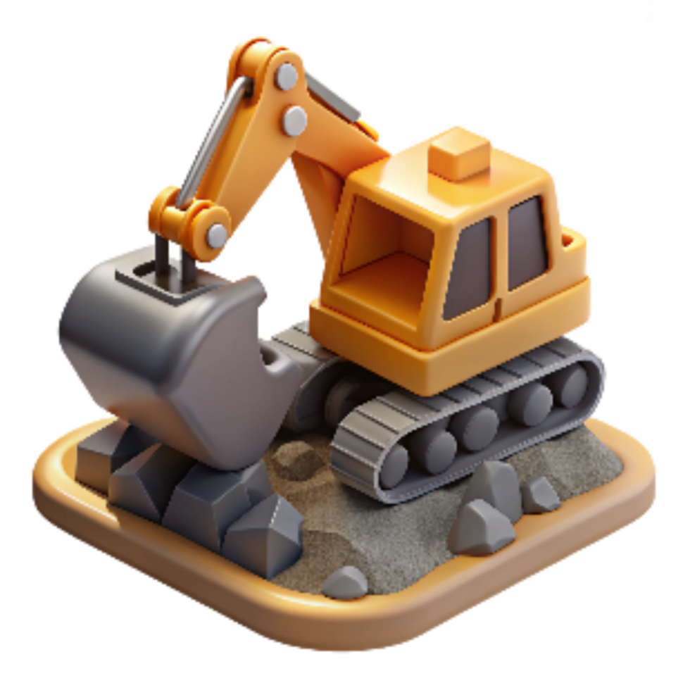 beautiful contemporary Mining Excavator Digging Isolated high resolution png