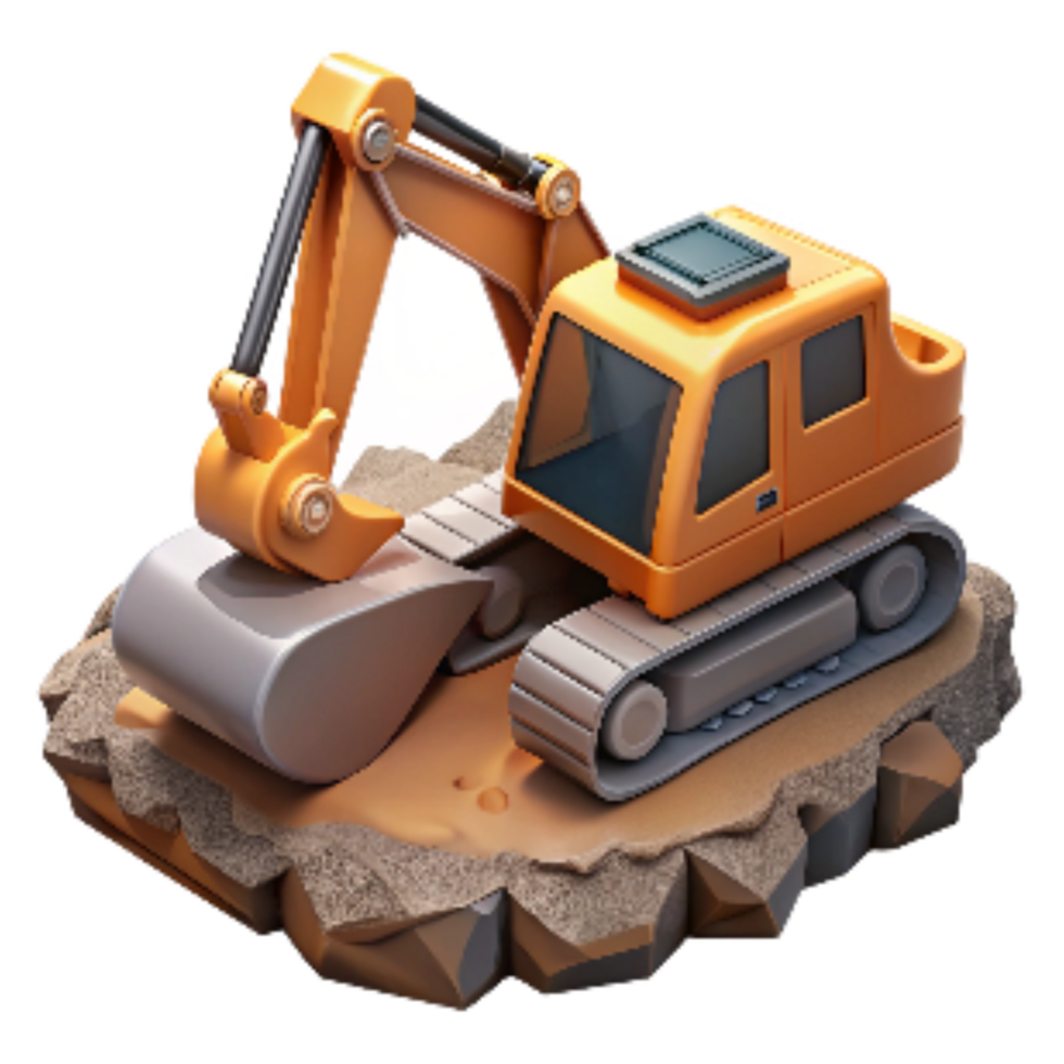 beautiful contemporary Mining Excavator Digging Isolated original png