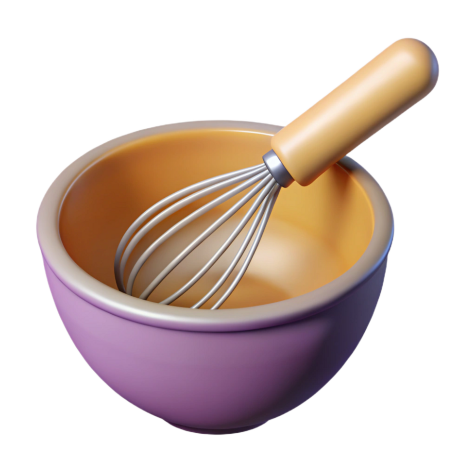 serene minimalist Mixing Bowl and Whisk Isolated Element detailed png