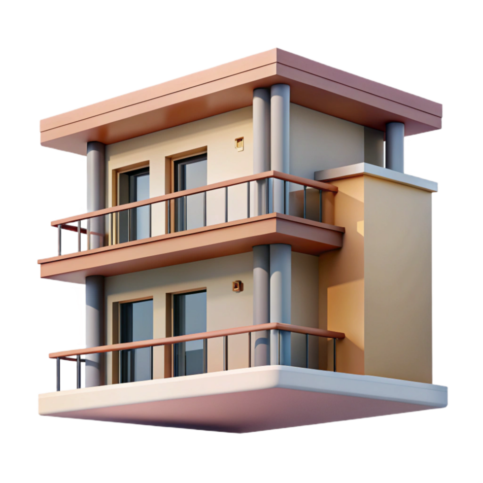 impressive rustic Modern Apartment Building Balcony View Transparent Background exclusive png