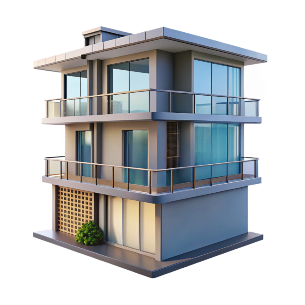 wonderful modern Modern Apartment Building Balcony View Transparent Background high resolution png