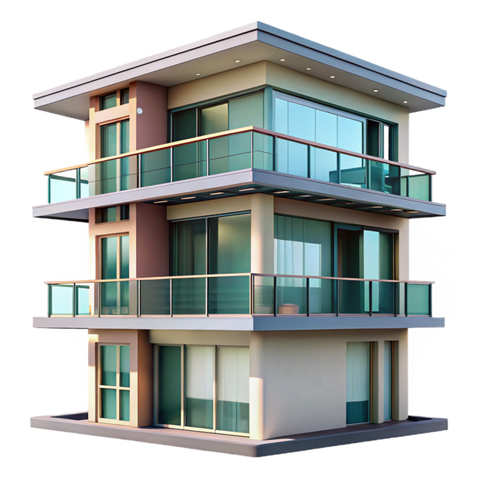 extraordinary artistic Modern Apartment Building Balcony View Transparent Background high resolution png