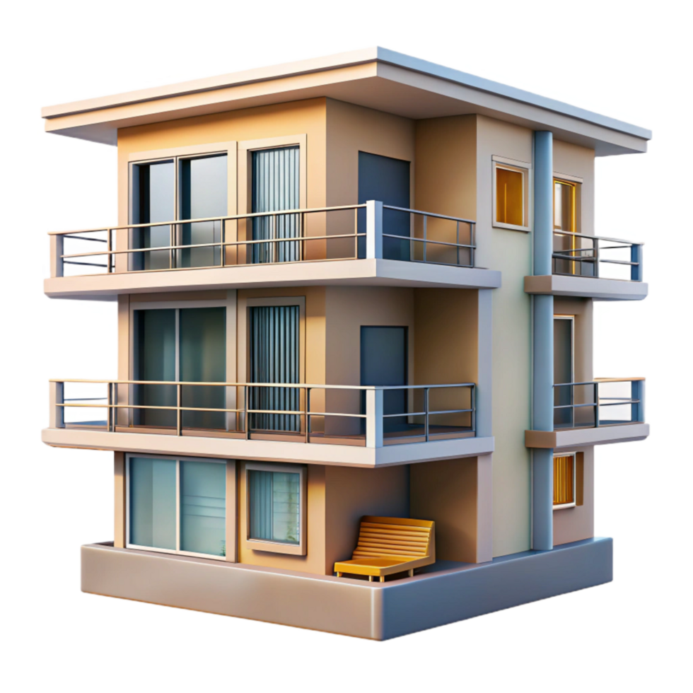 stunning creative Modern Apartment Building Balcony View Transparent Background high quality png