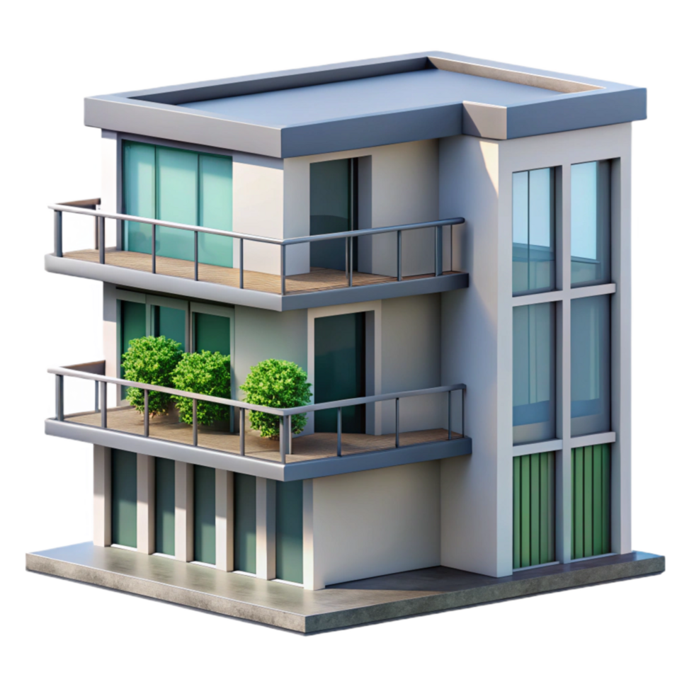 impressive artistic Modern Apartment Building Balcony View Transparent Background premium png