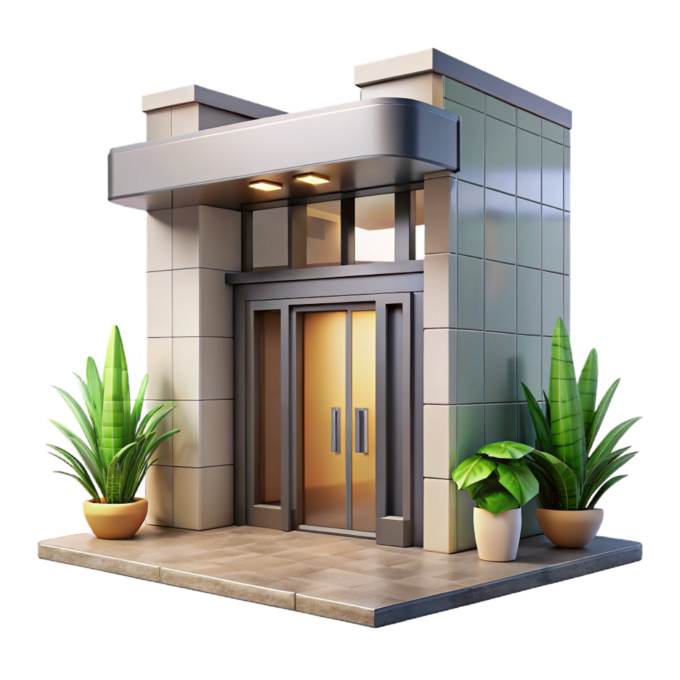 vibrant modern Modern Apartment Building Entrance Lobby Transparent Background authentic png