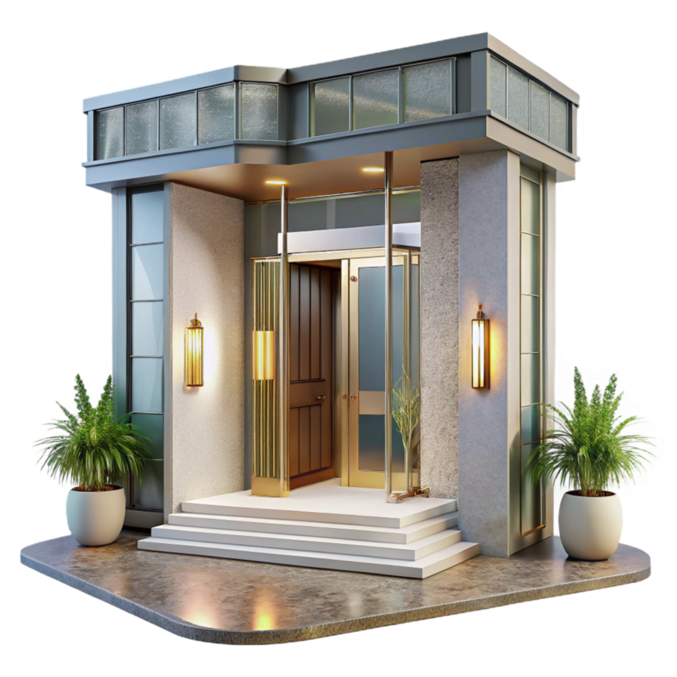 extraordinary modern Modern Apartment Building Entrance Lobby Transparent Background exclusive png