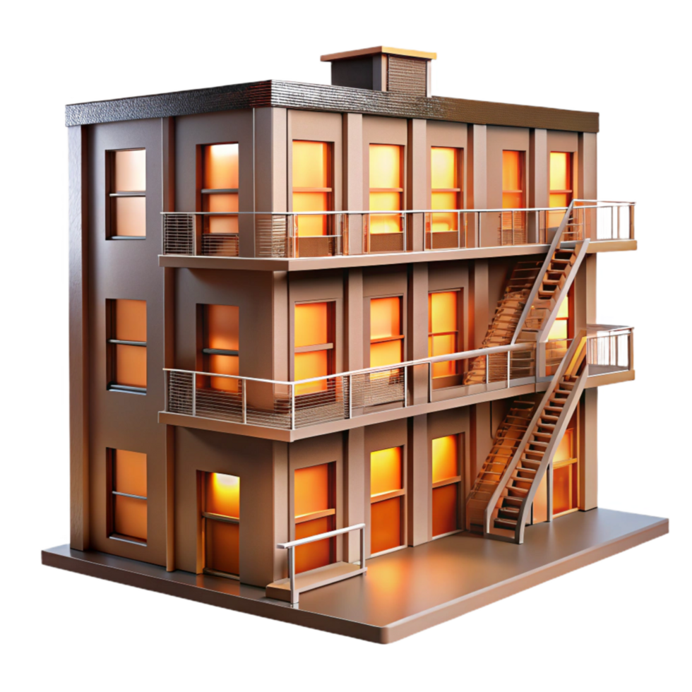 extraordinary classic Modern Apartment Building Fire Escape Isolated genuine png