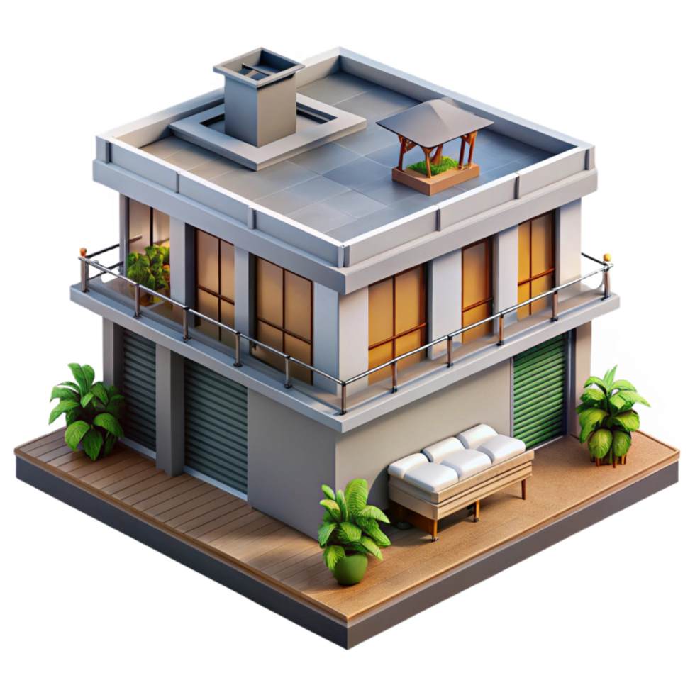 dramatic abstract Modern Apartment Building Rooftop View Transparent Background high quality png