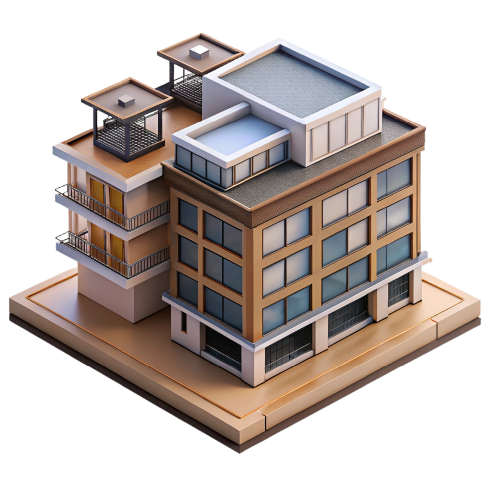 vibrant abstract Modern Apartment Building Rooftop View Transparent Background professional png
