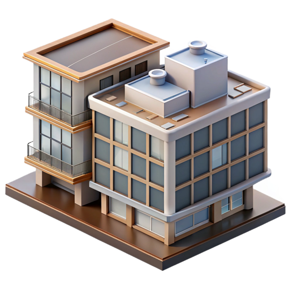 stunning rustic Modern Apartment Building Rooftop View Transparent Background genuine png