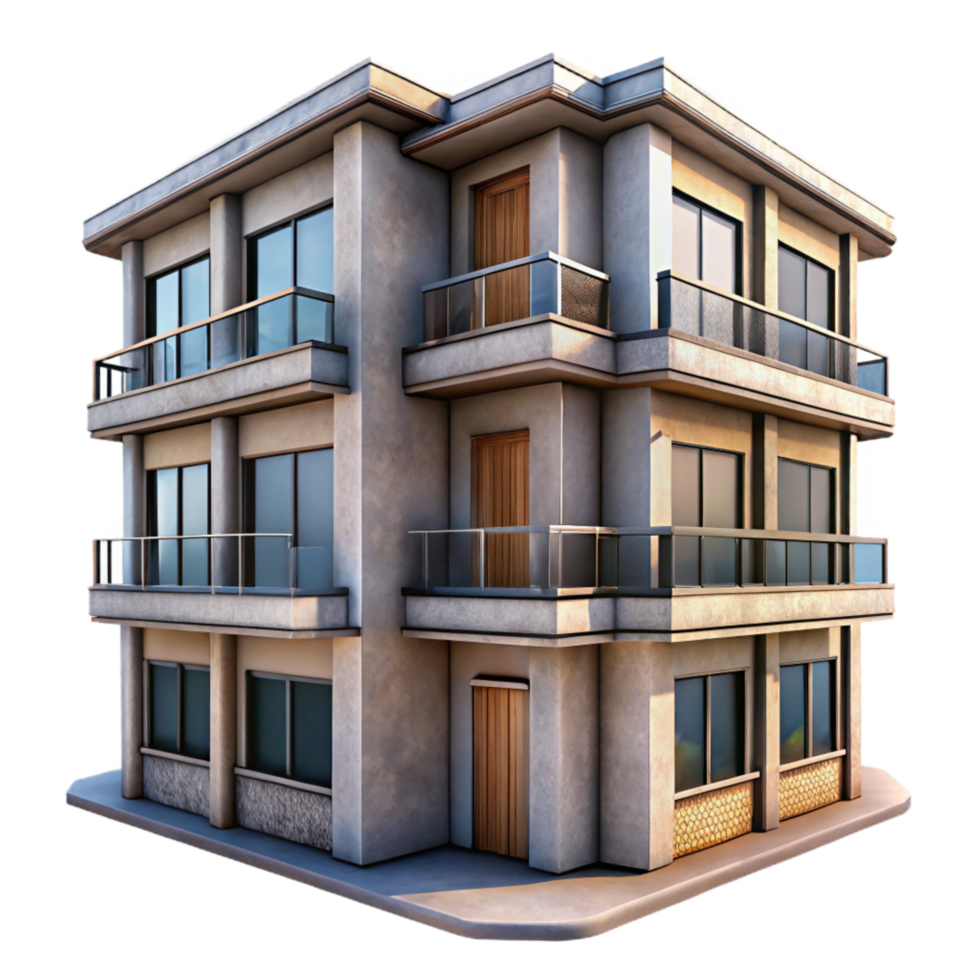 elegant abstract Modern Apartment Building with Large Windows Transparent professional png