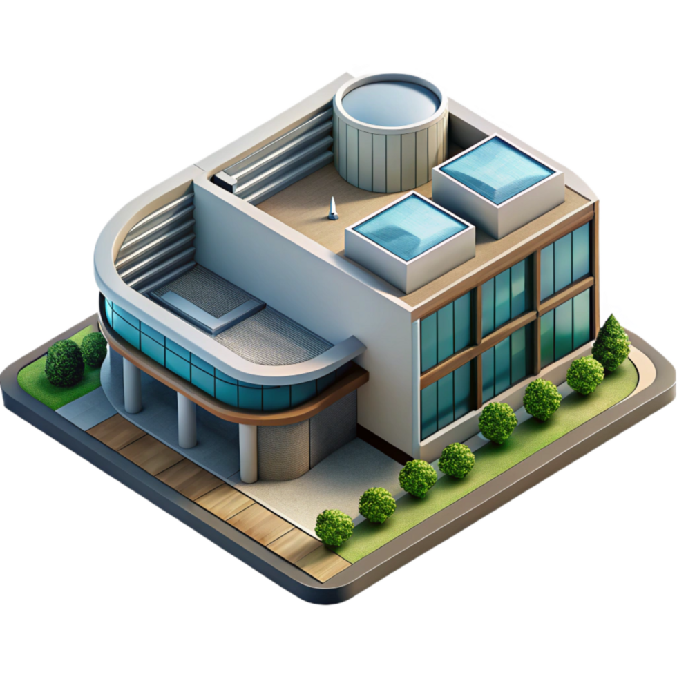 wonderful abstract Modern Architecture Aerial View Isolated Cutout high quality png