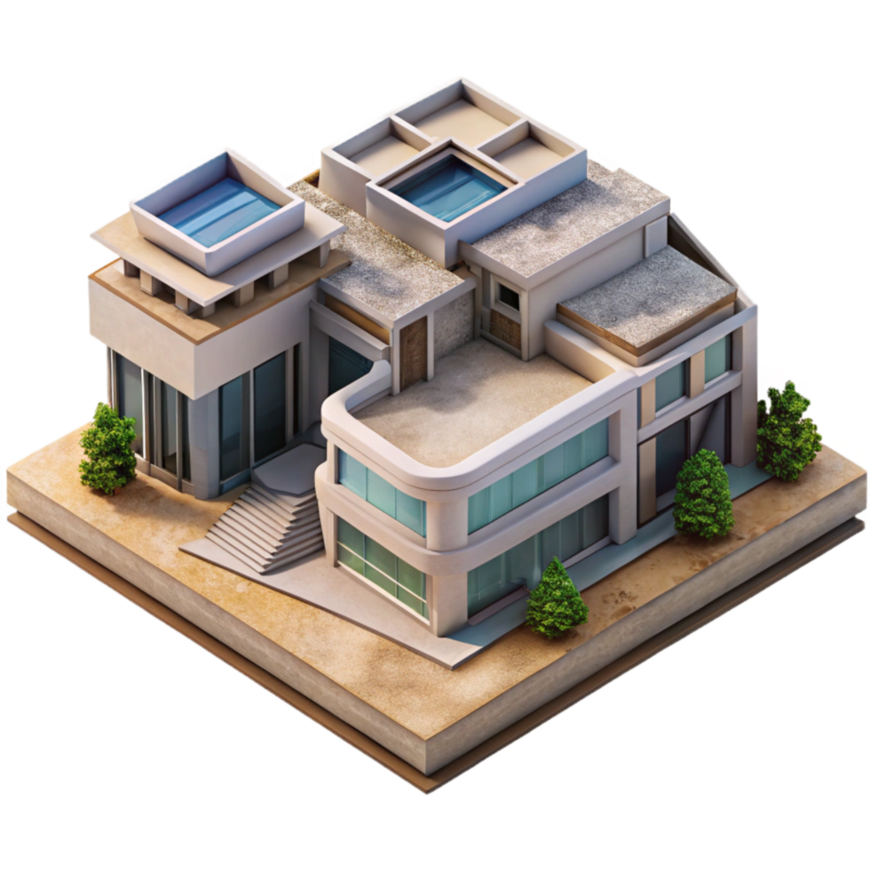 vibrant artistic Modern Architecture Aerial View Isolated Cutout high resolution png