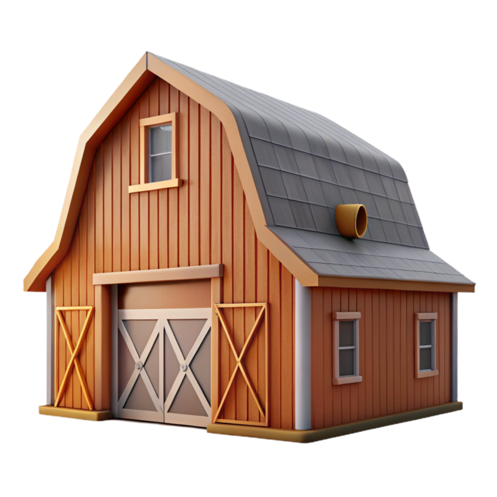 dramatic minimalist Modern Barn Architecture Side View Isolated authentic png