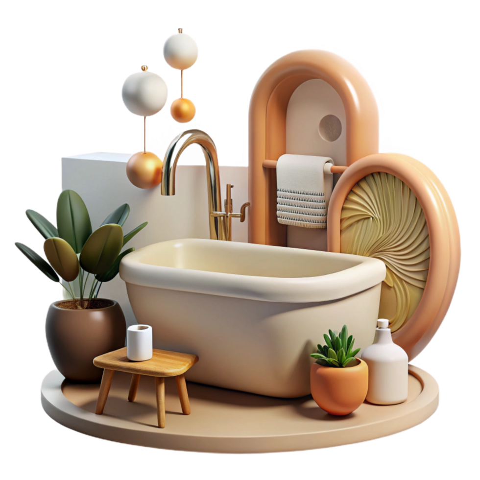 beautiful classic Modern Bathroom Interior Bathtub Detail Cutout Element genuine png