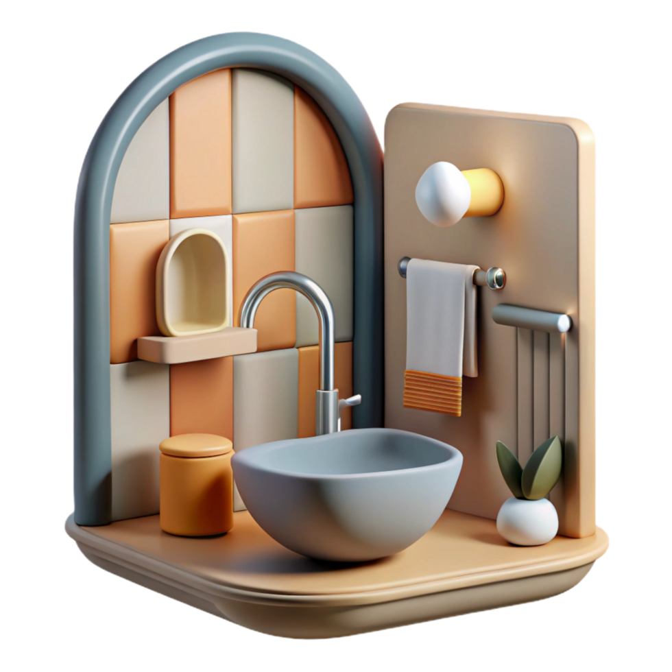 serene creative Modern Bathroom Interior Shower Detail Cutout Element original png