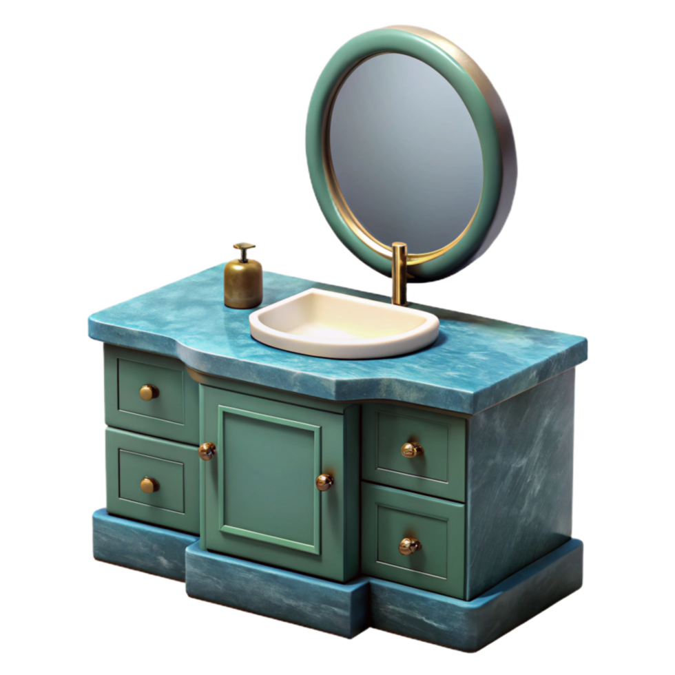 serene classic Modern Bathroom Vanity with Mirror Transparent high resolution png