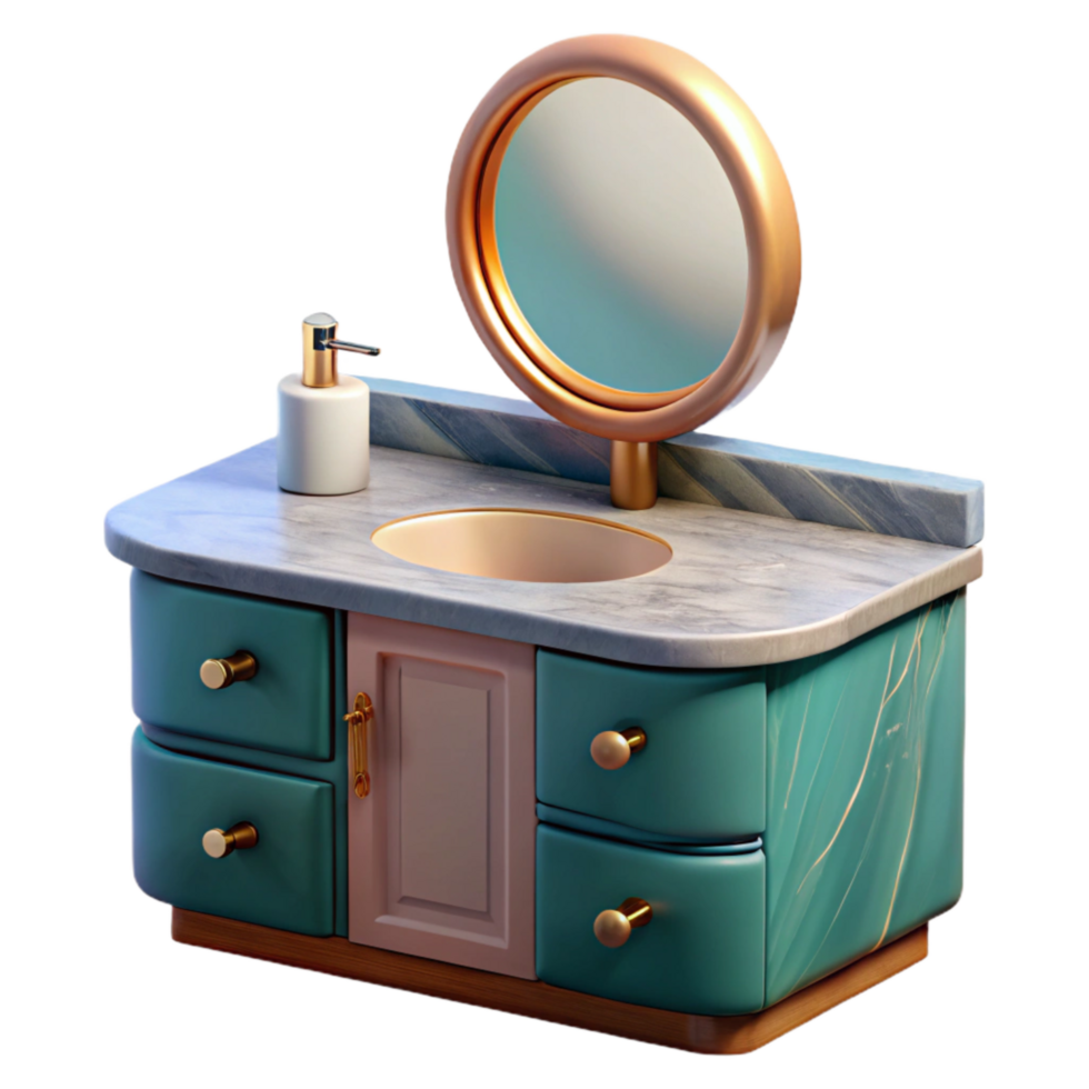 impressive rustic Modern Bathroom Vanity with Mirror Transparent detailed png