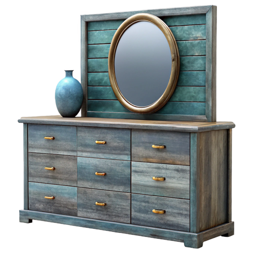 wonderful minimalist Modern Bedroom Dresser with Mirror Isolated original png
