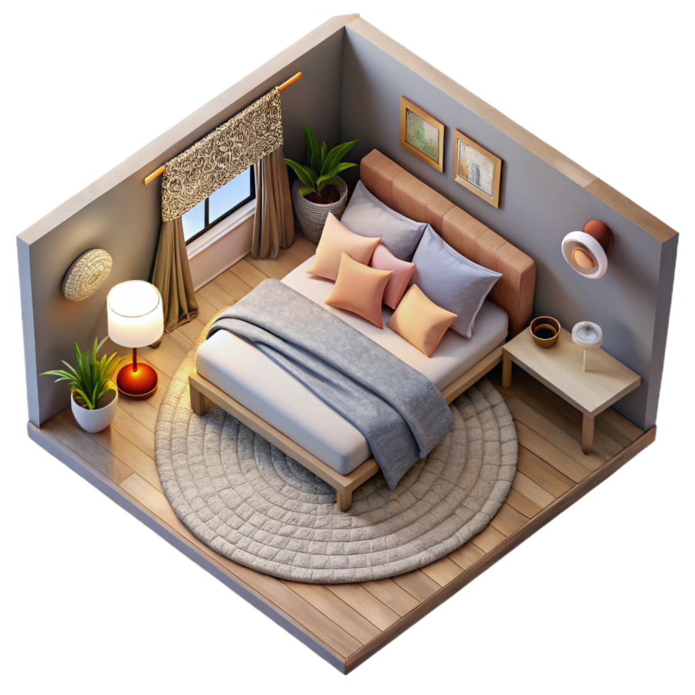 extraordinary abstract Modern Bedroom Interior Top View high quality png