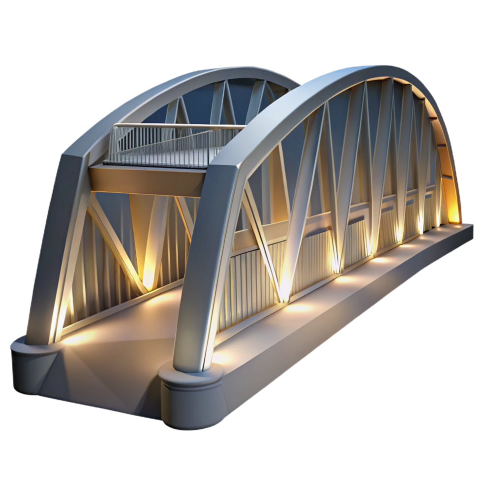 vibrant modern Modern Bridge Architecture Night View Transparent Background genuine png