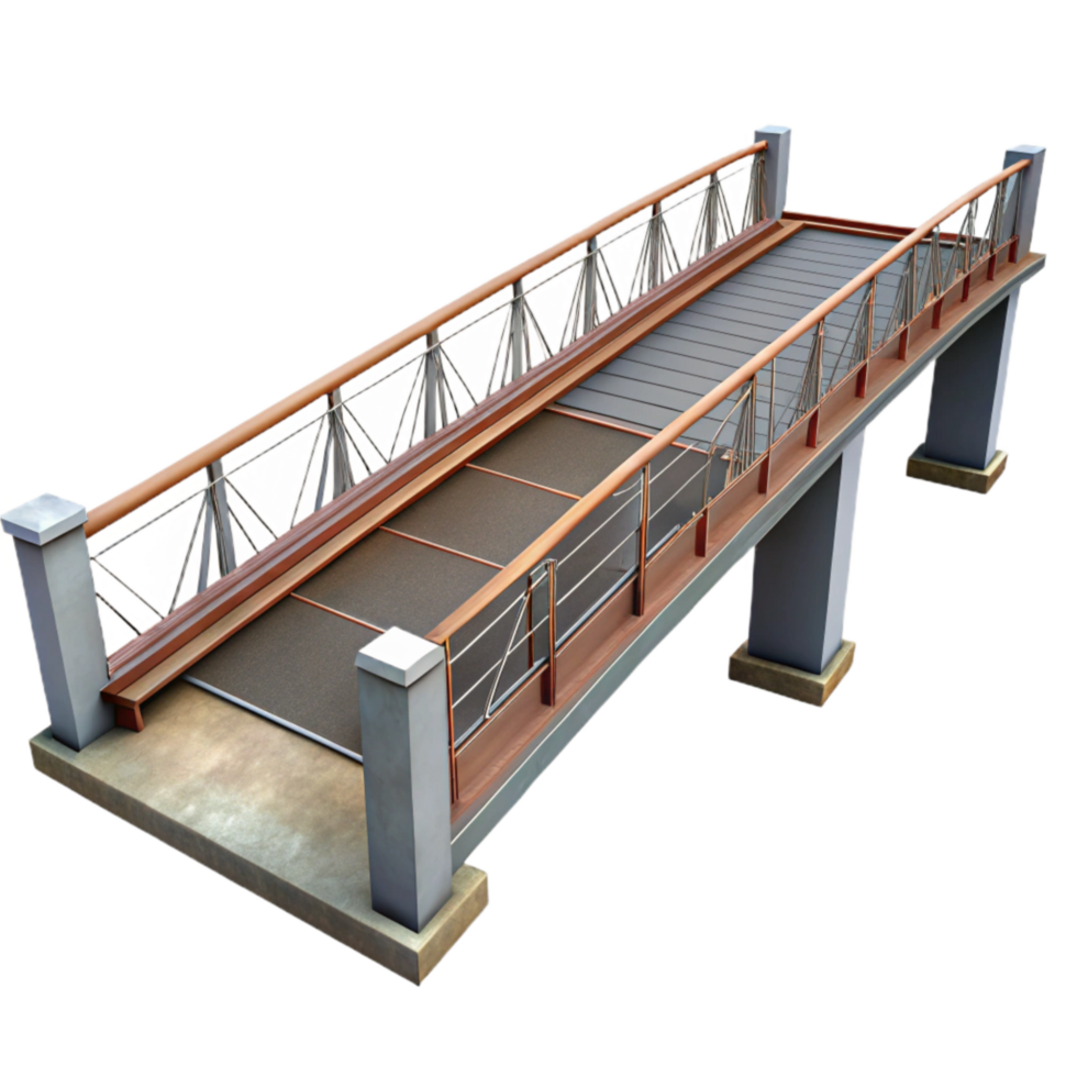 elegant abstract Modern Bridge with Pedestrian Walkway Transparent Background png