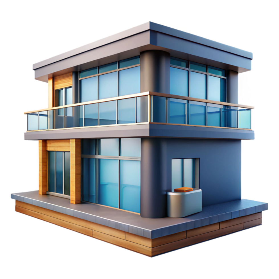 serene modern Modern Building Exterior with Balcony Transparent Element authentic png