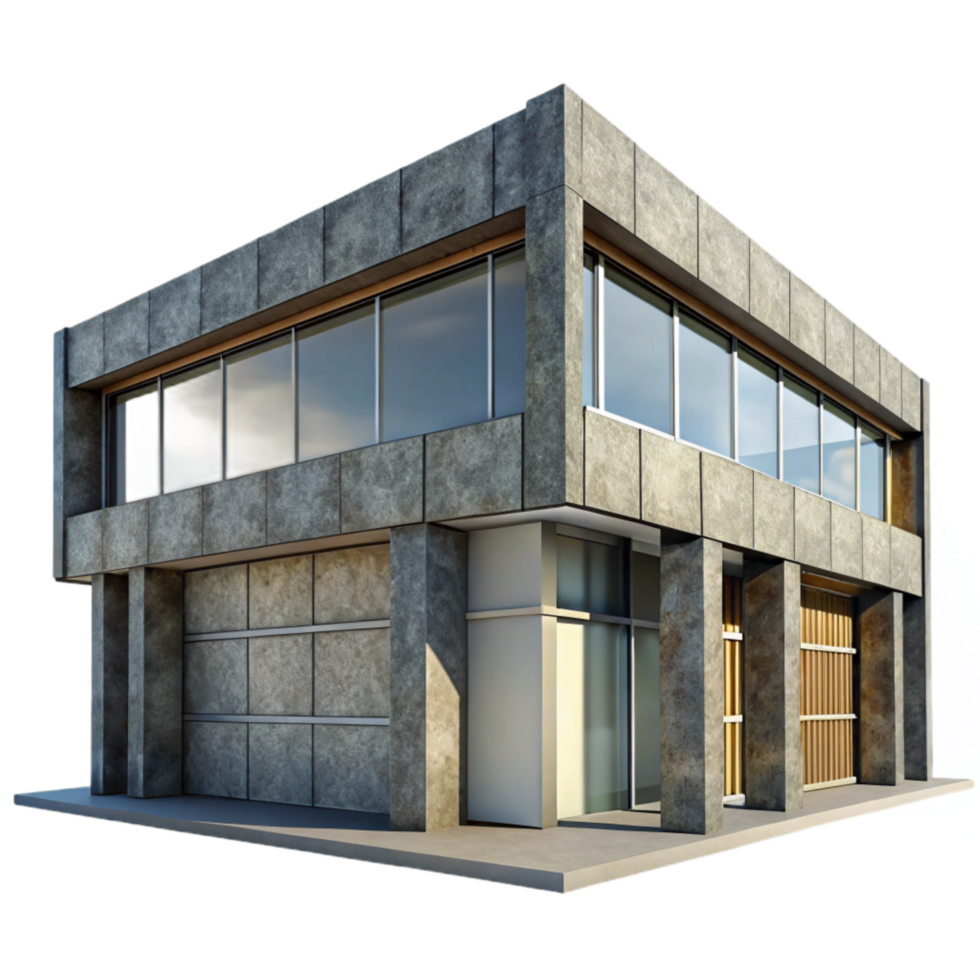 beautiful minimalist Modern Building Facade with Glass Panels Transparent Element high quality png