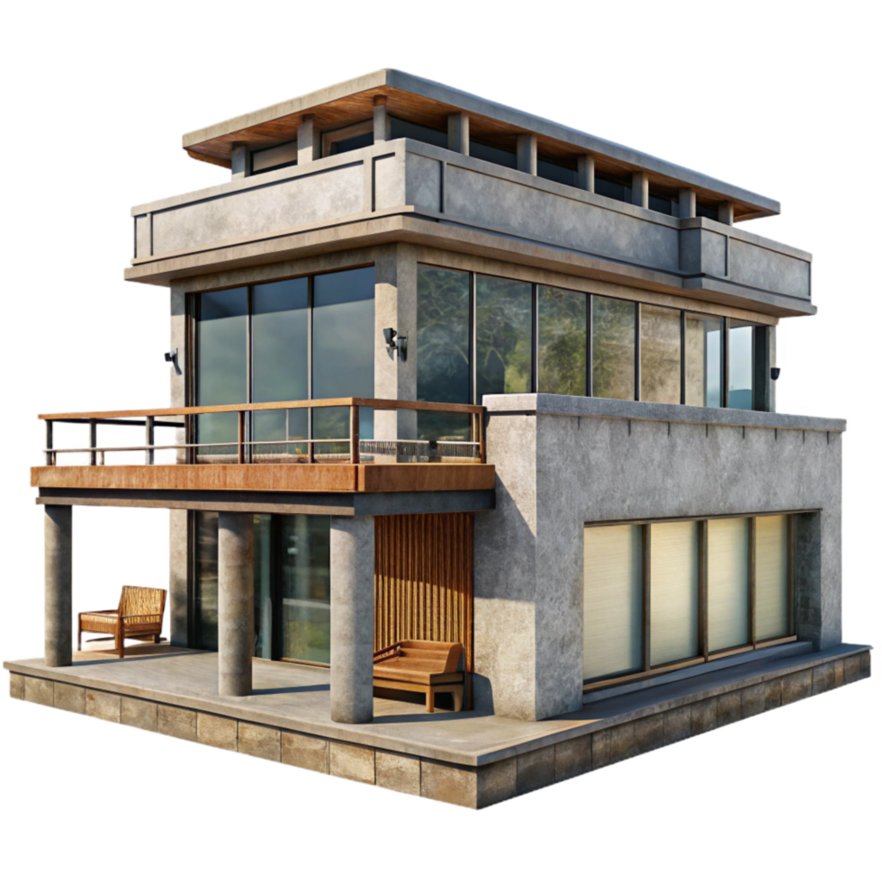 beautiful abstract Modern Building Exterior with Balcony Transparent Element premium png