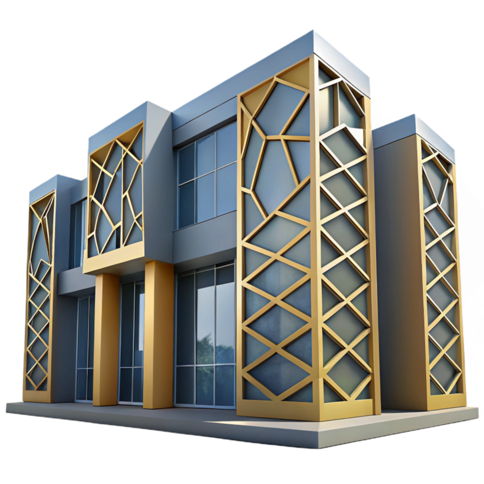 extraordinary creative Modern Building Facade with Glass Panels Transparent Element high quality png