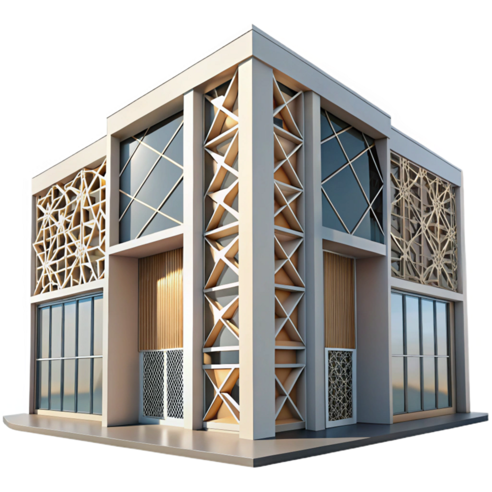 elegant minimalist Modern Building Facade with Glass Panels Transparent Element original png