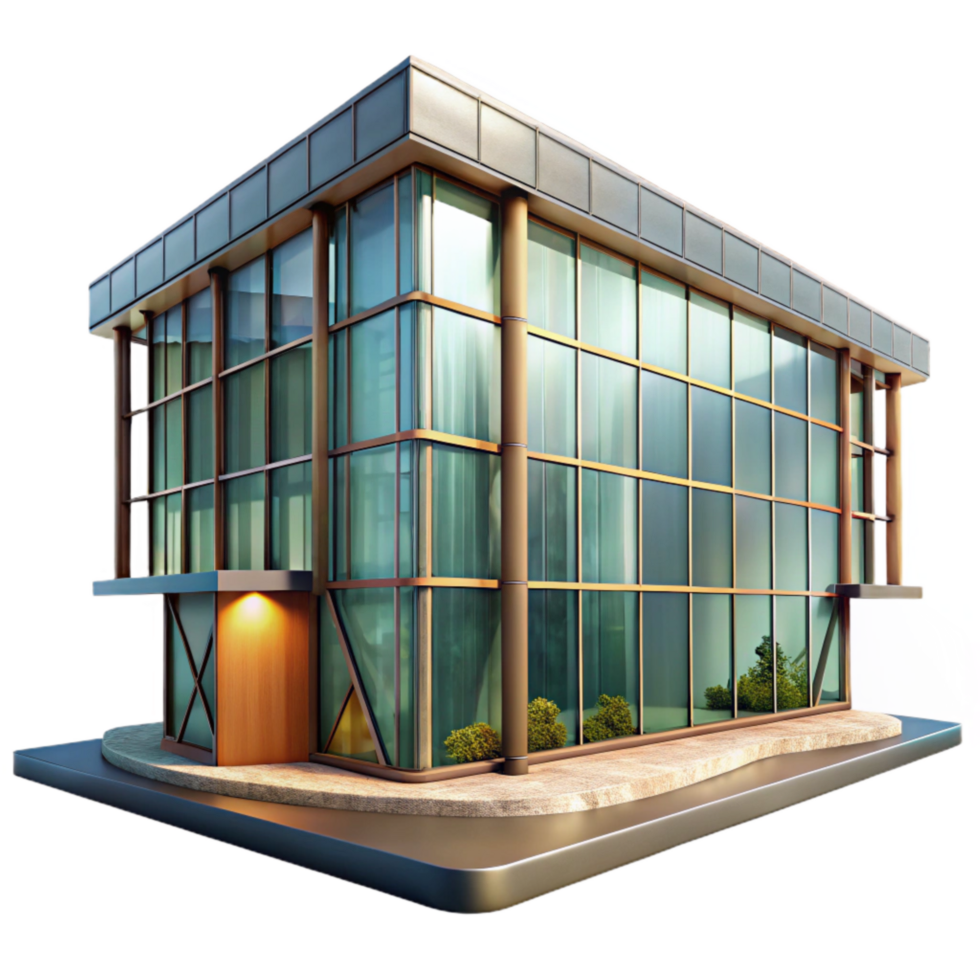impressive artistic Modern Building with Glass Curtain Wall Cutout high quality png